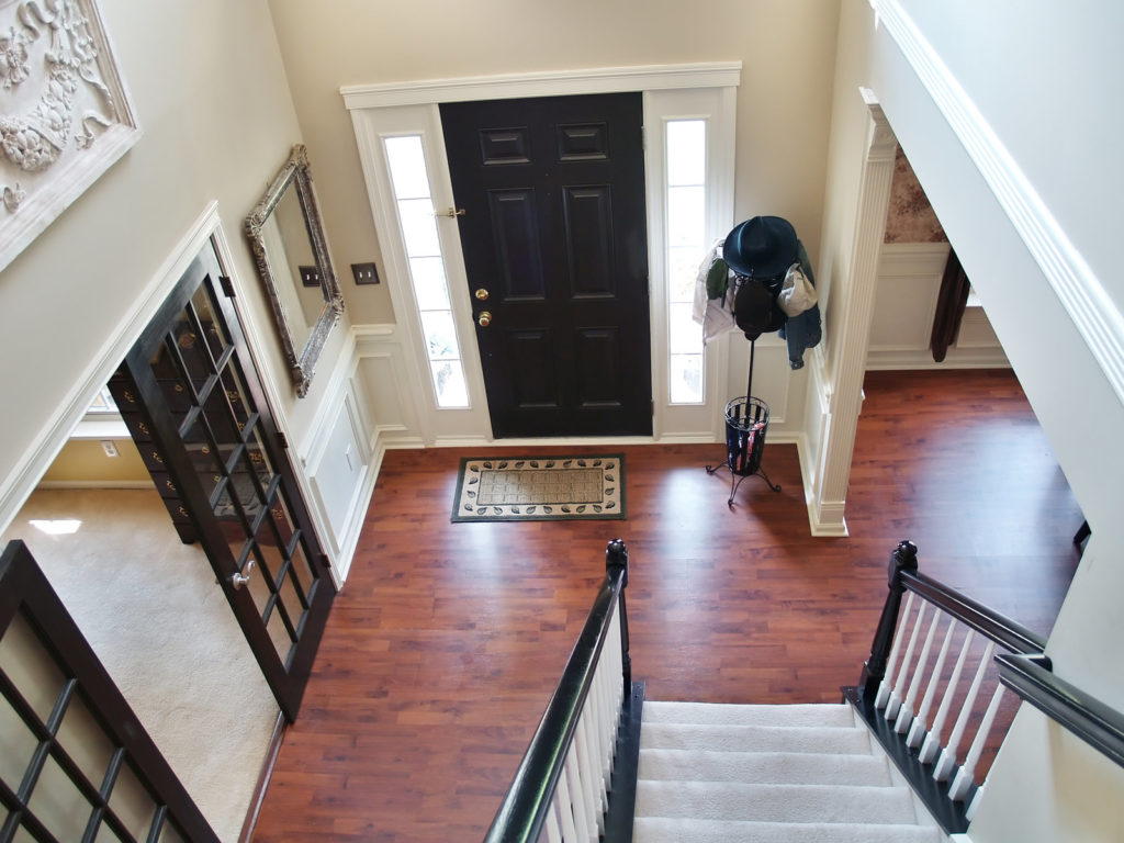 a house stair facing to the door